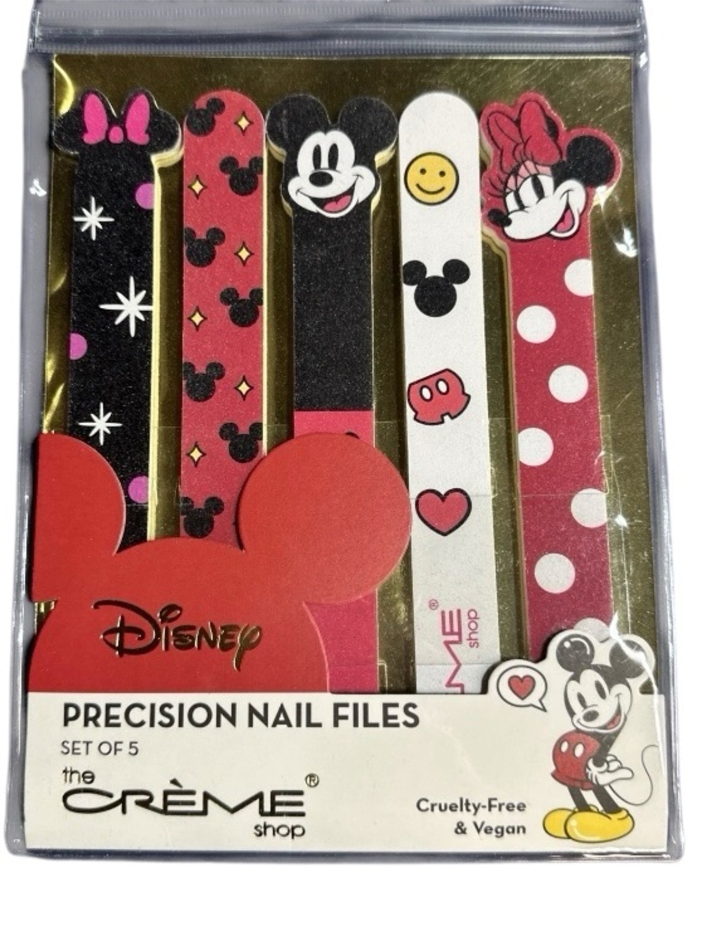 NEW Mickey/Minnie Mouse Creme Shop Precision Nail Files Set of 5 PINK DISNEY